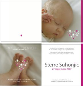 Eigen ontwerp geboortekaart Suhonic