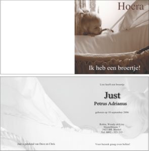 Eigen ontwerp geboortekaart Rijper