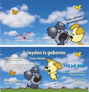 Eigen ontwerp geboortekaart Visser