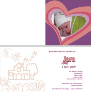 Eigen ontwerp geboortekaart Althuizen