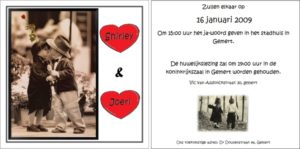 Eigen ontwerp trouwkaart Hoek